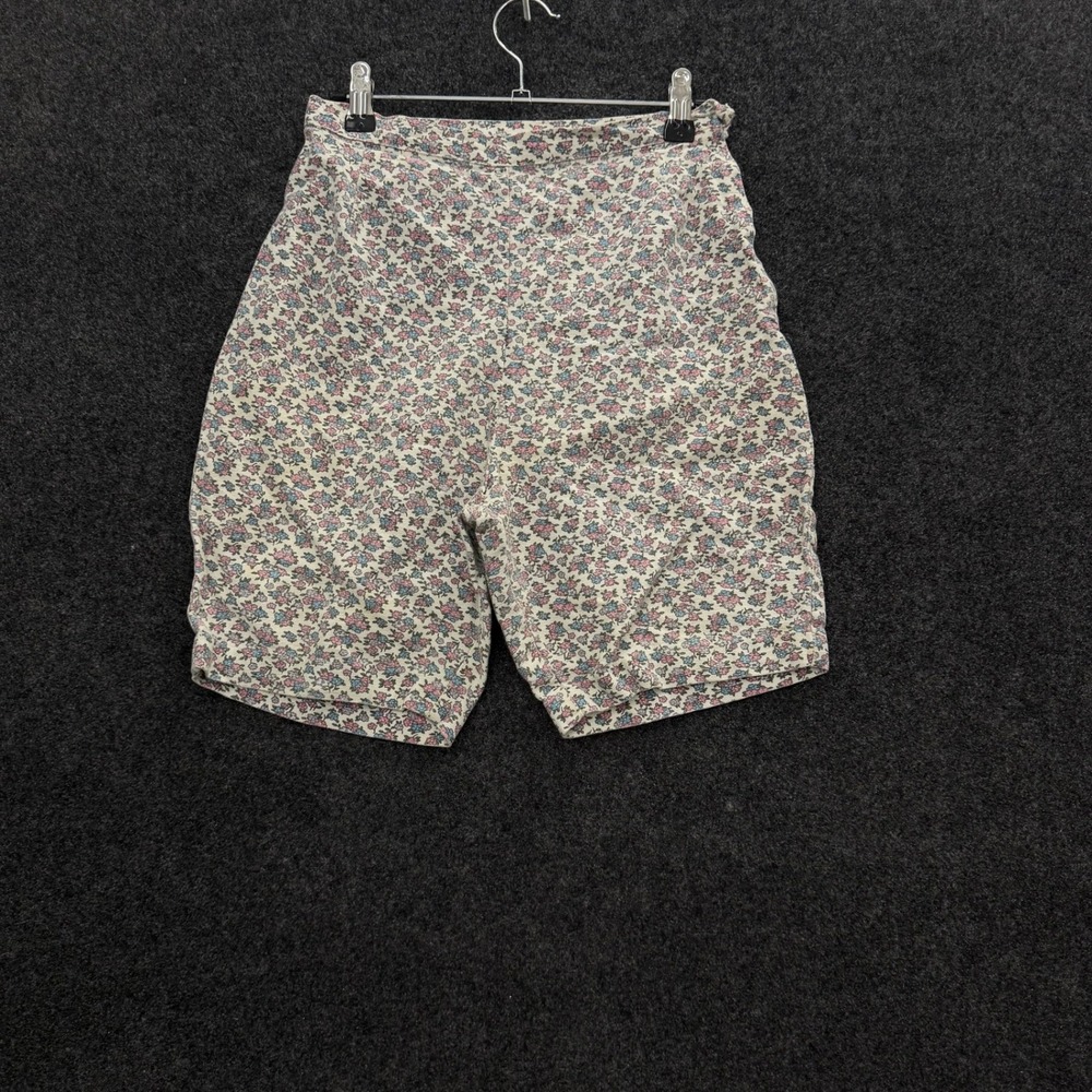 Vintage 70s High Waisted Floral Shorts Ditsy Print Side Zip 26 Waist Womens